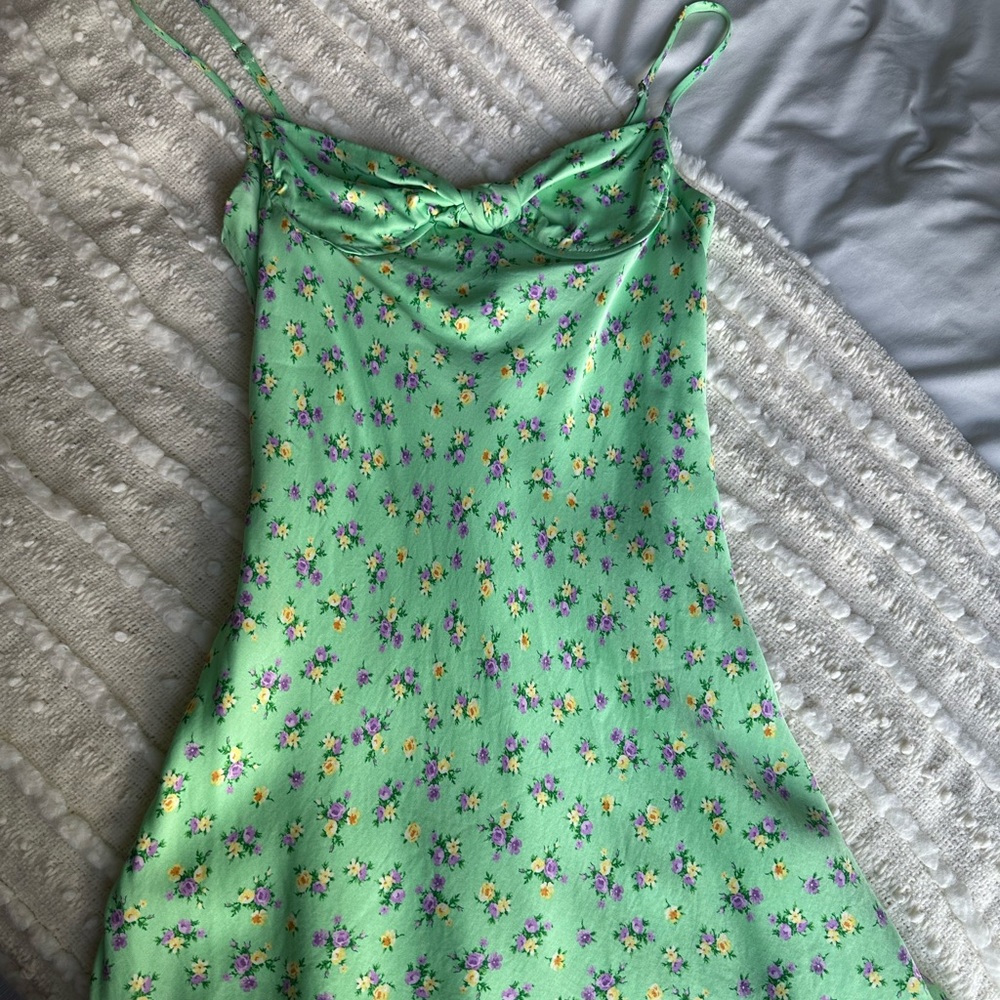 Zara silk flower printed strapy mini dress